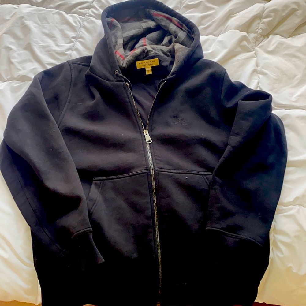 Burberry men’s Black LG Claredon zip up hoodie